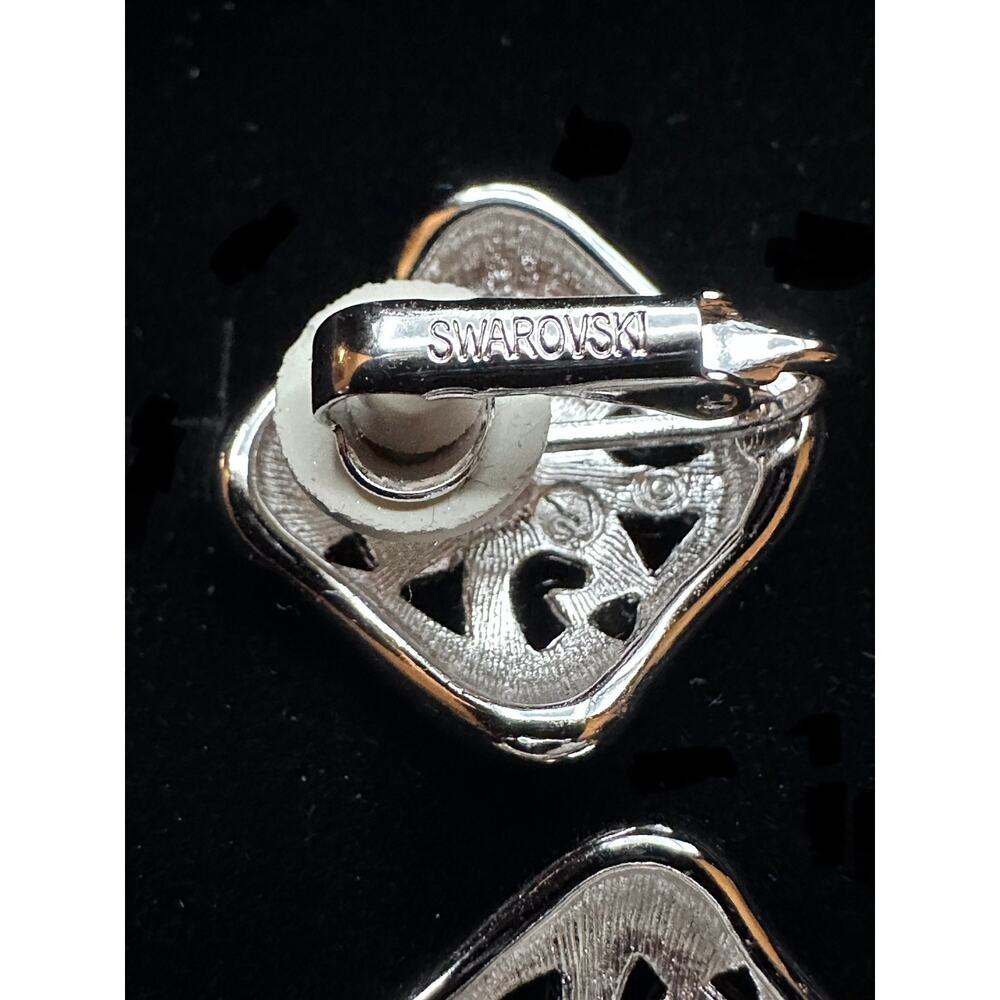 SWAROVSKI Swan Vintage Crystal Clip-On Earrings Signed w/ Tags & Certificate - Picture 3 of 7